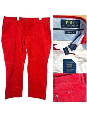 Polo Ralph Lauren Mens Corduroy Pants size 42/30 Red Classic Fit